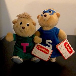 (2) Vintage Theodore and Simon plushes
